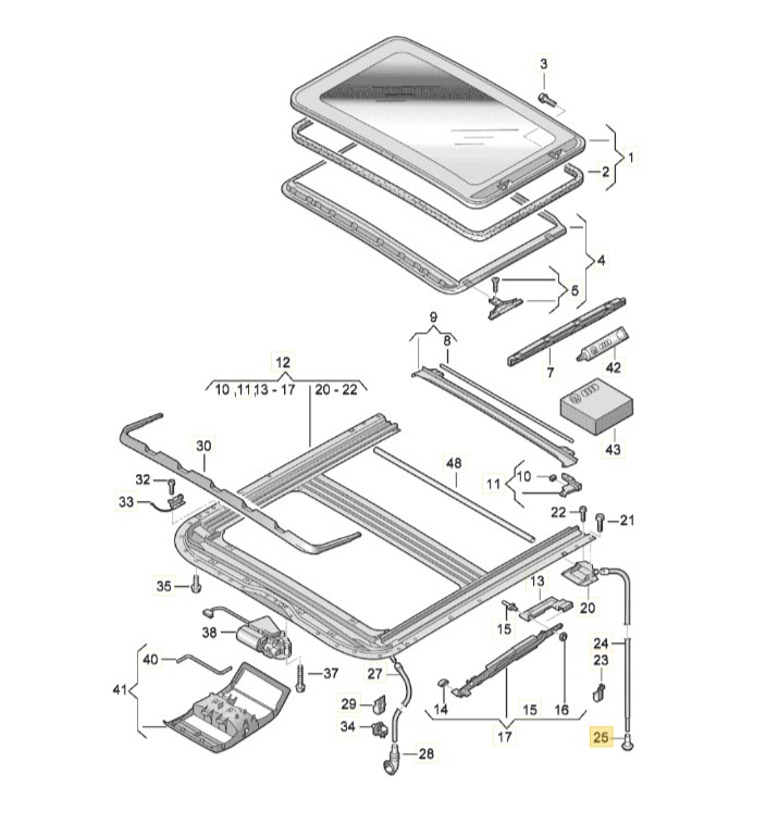 【純正品】 ガラススライディングルーフ用 ドレンチューブ T5/T6（03～19年）