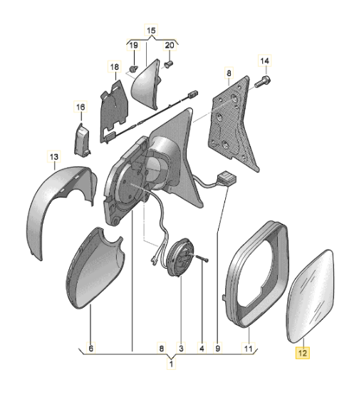 【純正品】 ドアミラーレンズ 「右」 T5/T6/T6.1