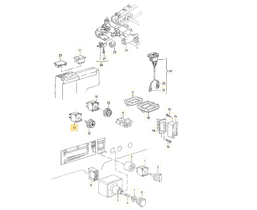 純正品 エアコンブロアスイッチ T3/T4 VANAGON(ヴァナゴン)