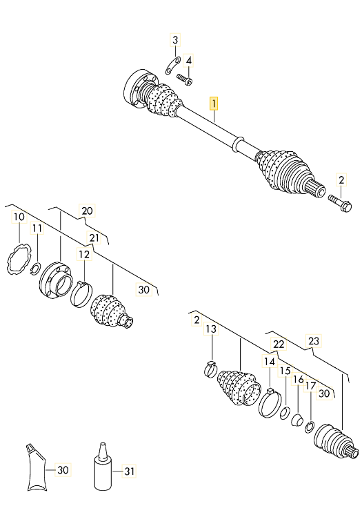 GKN ドライブシャフト 「左」 ABS付き車用 T4 VANAGON(ヴァナゴン)（91～96年）