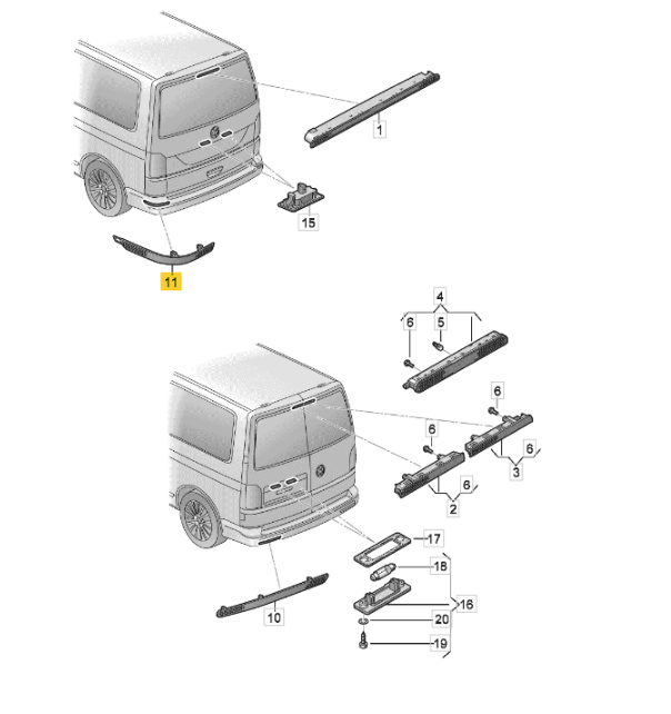 【純正品】リアバンパーリフレクター「左」T6/T6.1 （16～24年）