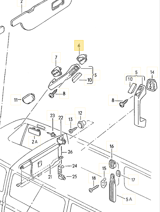 グラブハンドルベース【アッパー側】T3 VANAGON(ヴァナゴン)（85～92年）