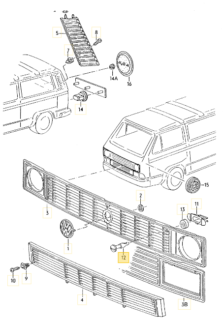 フロントアッパーグリルクリップ T3 VANAGON(ヴァナゴン)