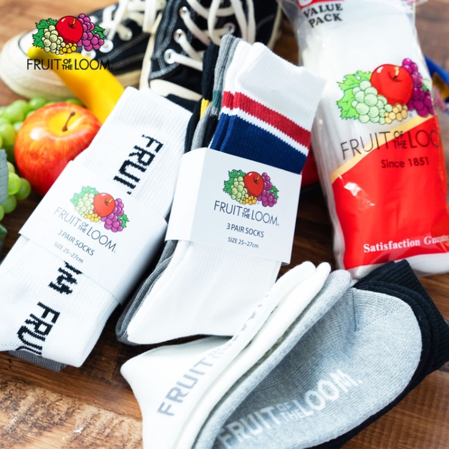 [MEN'S] クルー丈 AME RIB MULTI LINE 3P