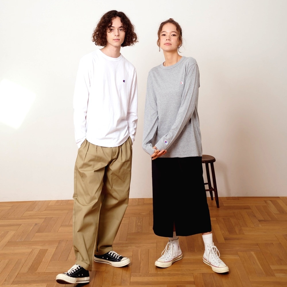 ワンポイント 刺繍 ロングスリーブTシャツ C3-P401