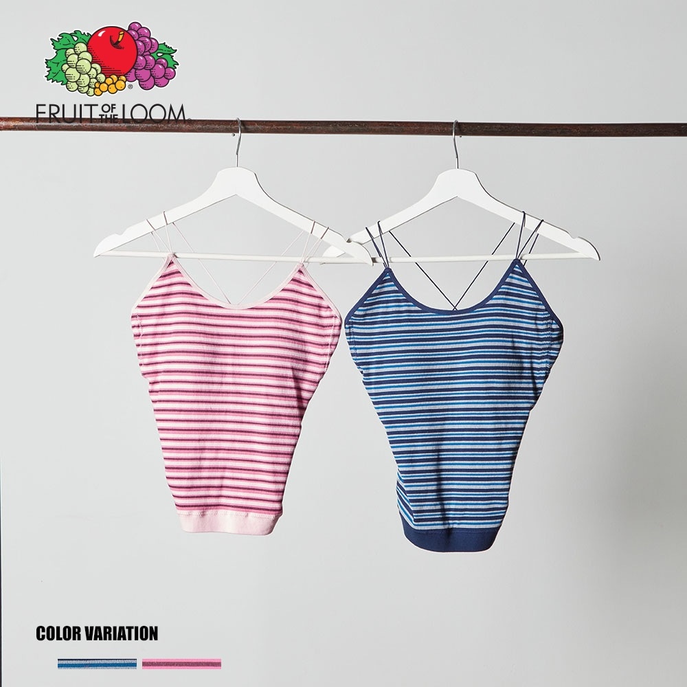 FTL カップ付き丸編みキャミソールマルチボーダー