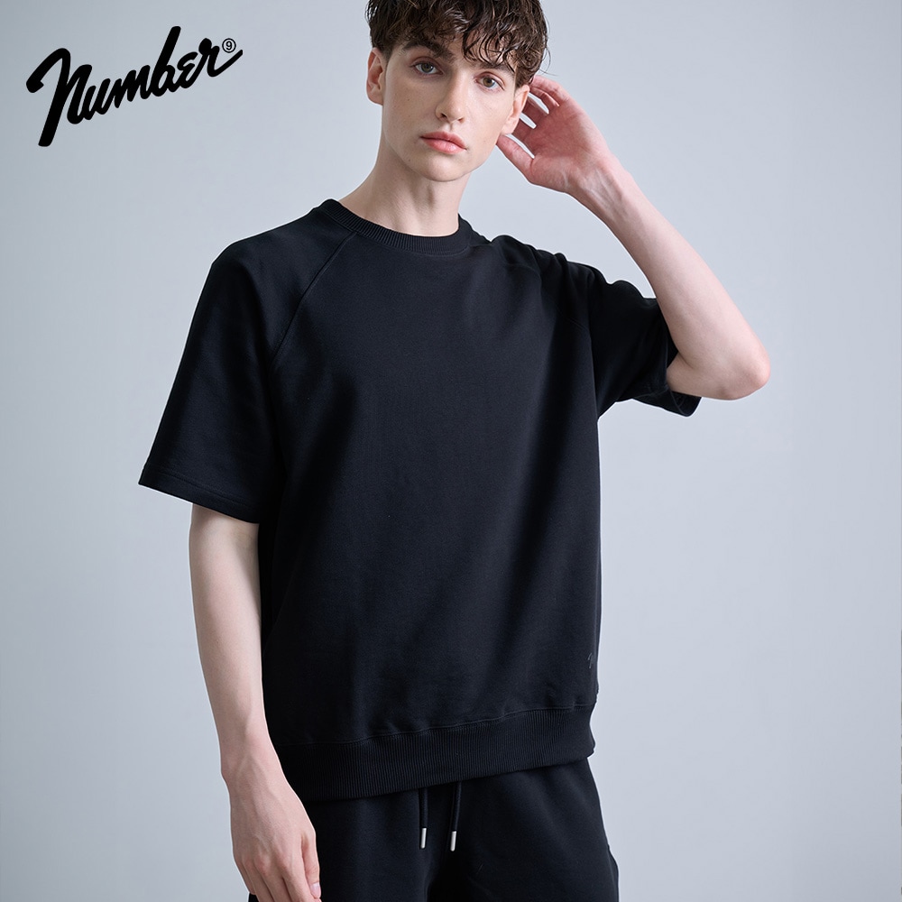 FIRM COTTON RAGLAN SHORT SLEEVE SWEATSHIRT / EASY SHORTS 2-PIECE SET 