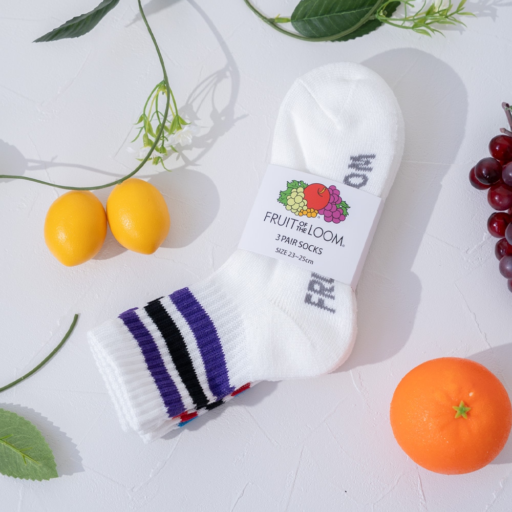 アメリブ編み クォーター丈 ラインデザインソックス