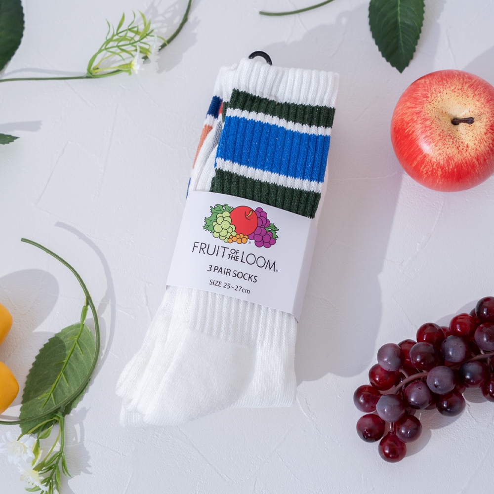 クルー丈 カラフルラインデザインソックス A /25～27cm