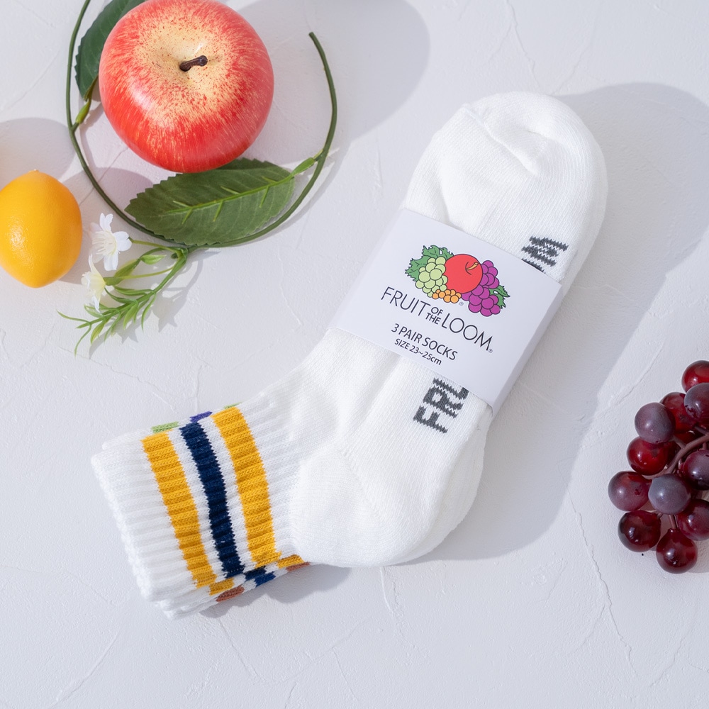 クォーター丈 カラフルラインデザインソックス A