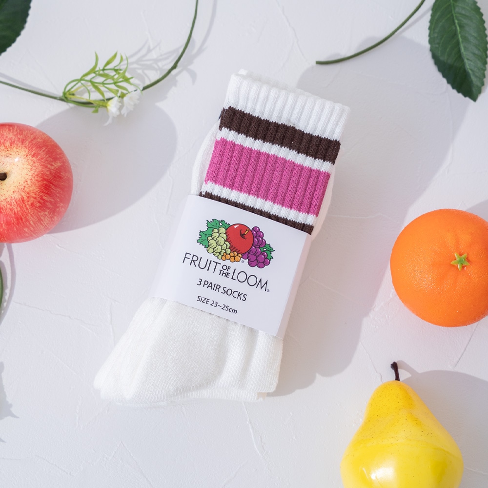 クルー丈 カラフルラインデザインソックス B /23～25cm