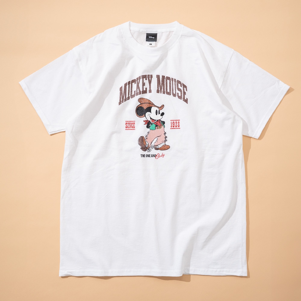【Disney】カウボーイミッキー プリントTシャツ WHITE/全1色
