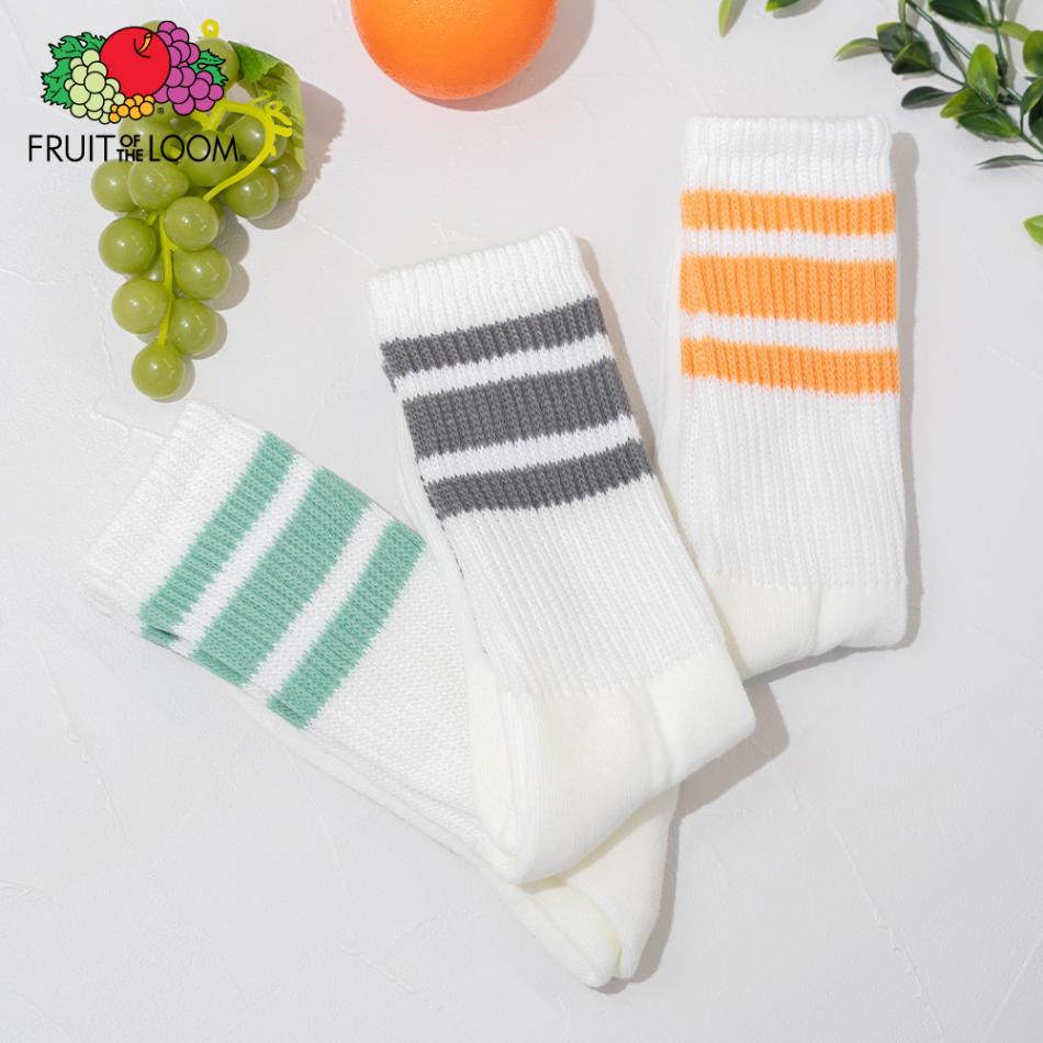 クルー丈 3Pセット リッチェル編み3ラインソックス 23～25cm