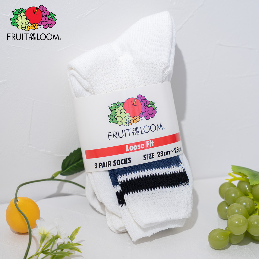 クォーター丈 3Pセット DadSocksライン（white）23～25cm