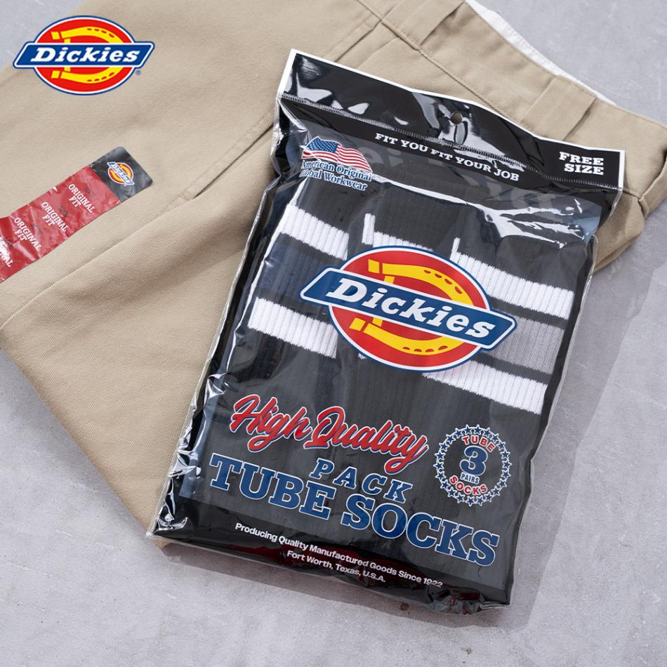 クルー丈 足底パイル チューブソックス BK 3足セット