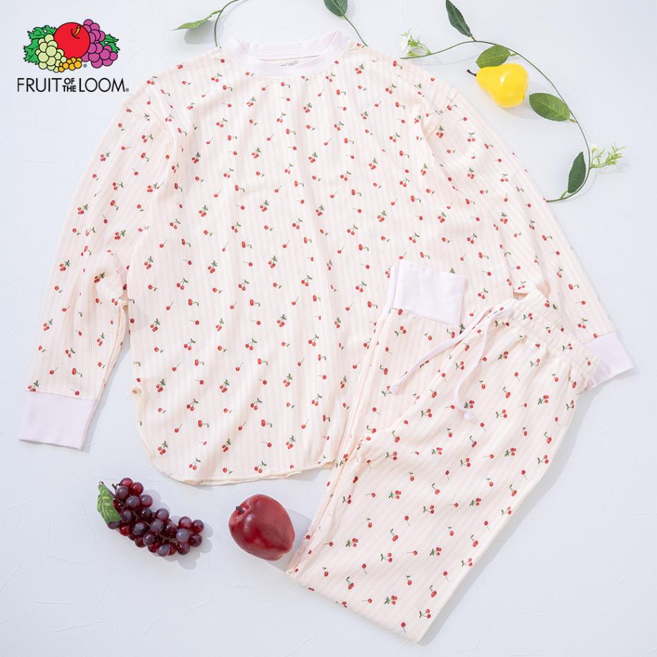 FTL レトロ調 ワッフルルームウェア 長袖上下セット