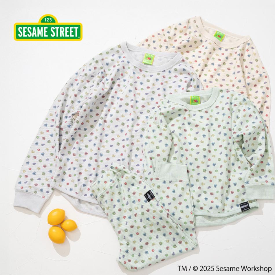 SESAMESTREET×FTL キッズ ワッフルセットアップ