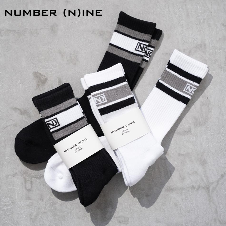 100% FINE COTTON N(N) BOX LOGO 2 PACK RIB LINE SOCKS