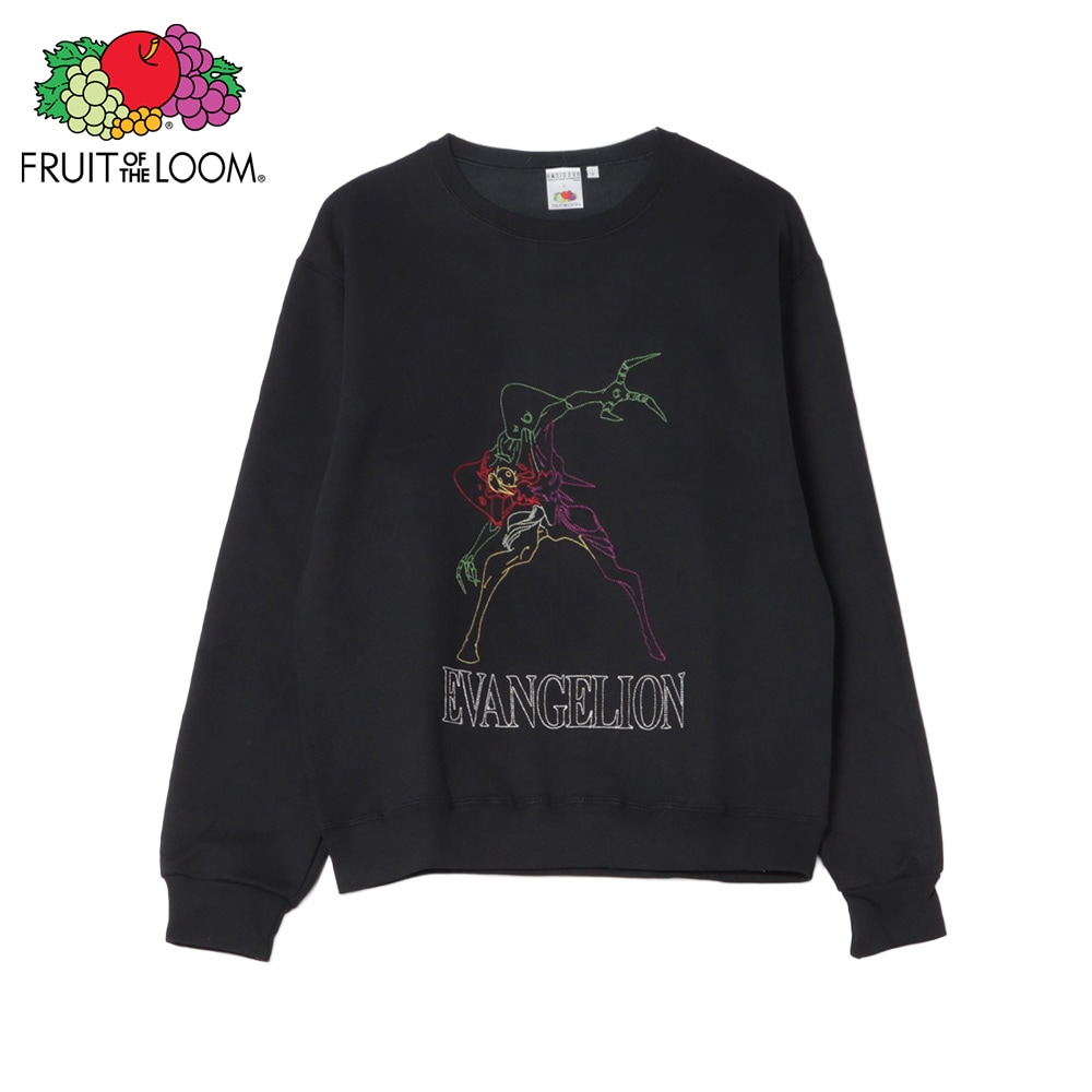 FTL×EVA 刺繍クルーネックスウェット BLK