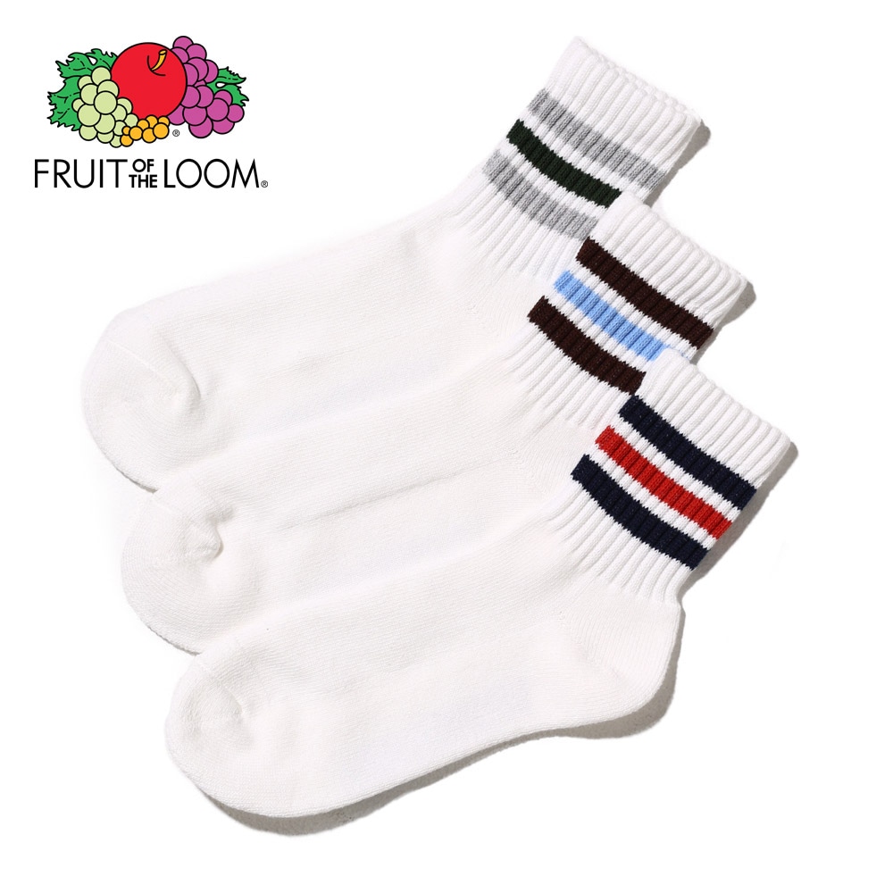 カラフルライン クォーター丈ソックス 3P D 23～25cm