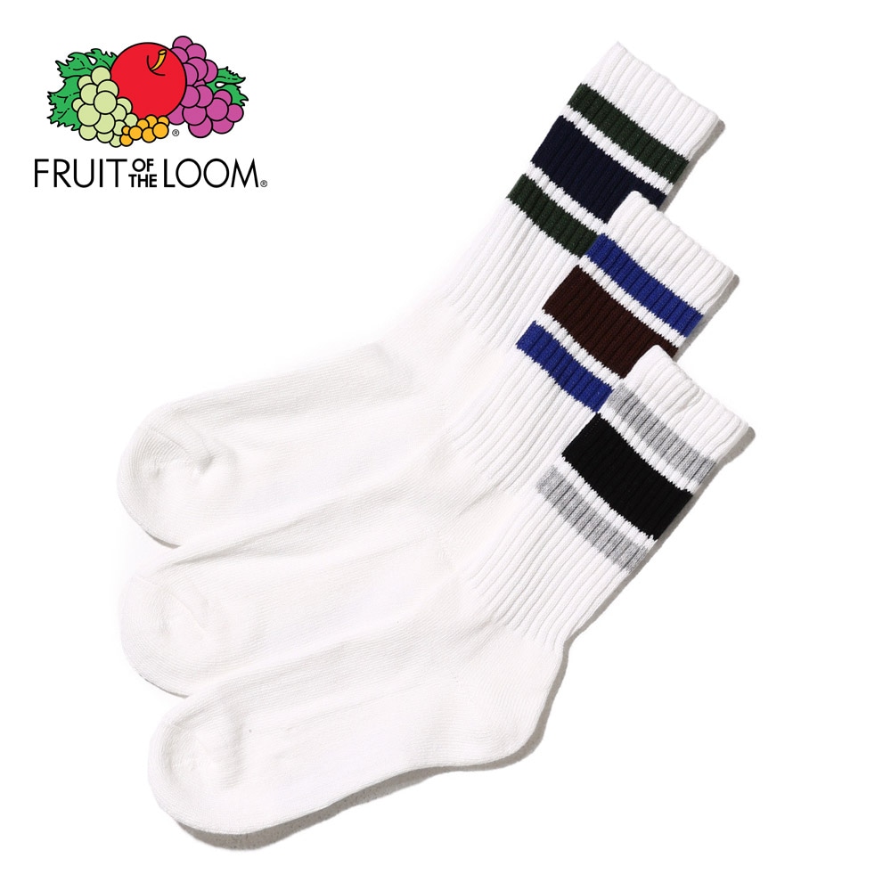 カラフルライン クルー丈ソックス 3P C 23～25cm