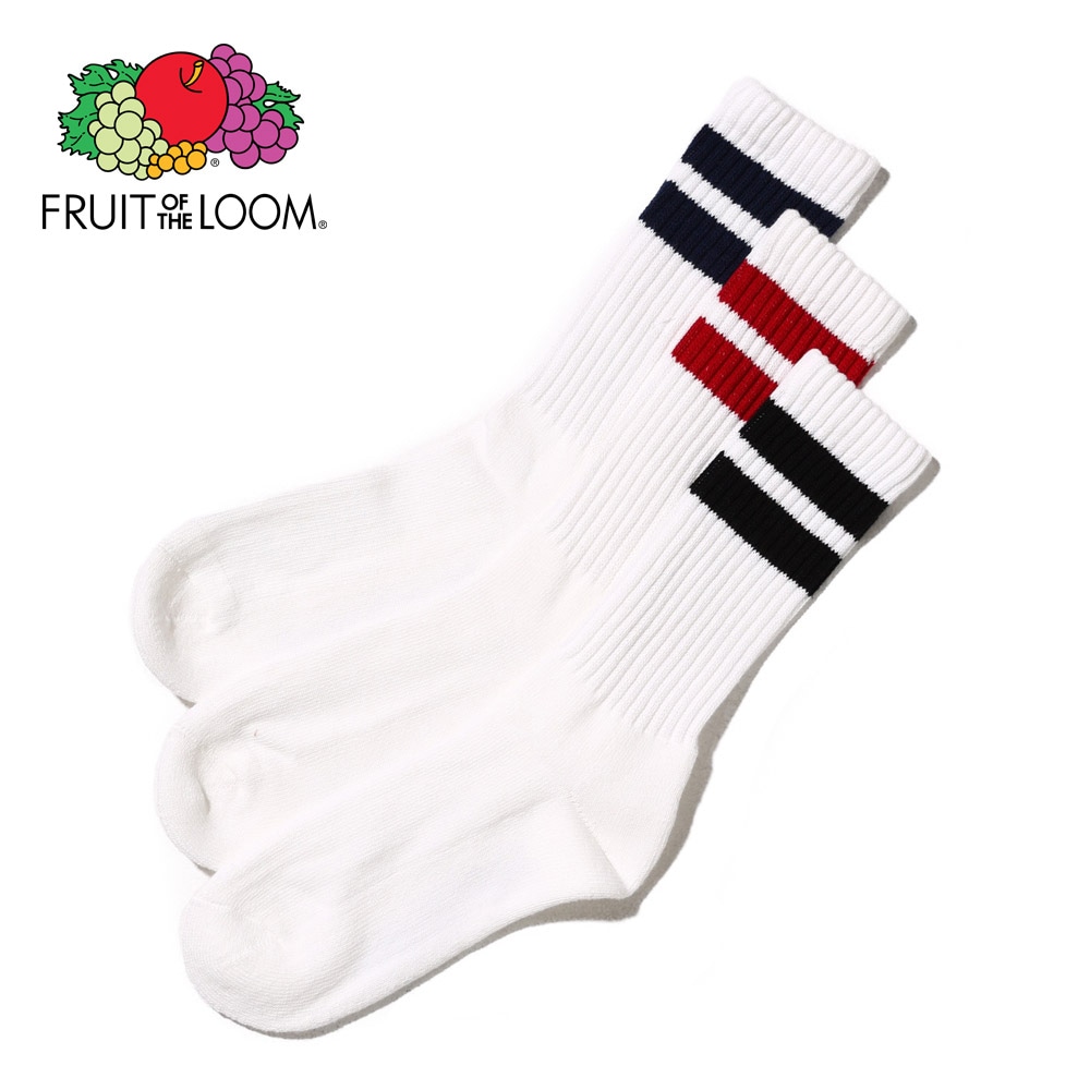 2ライン クルー丈ソックス 3P A 23～25cm