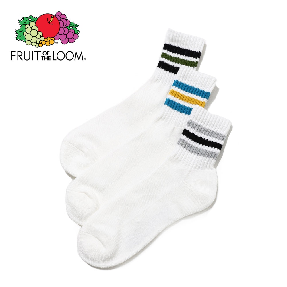 カラフルライン クォーター丈ソックス 3P C 25-27cm