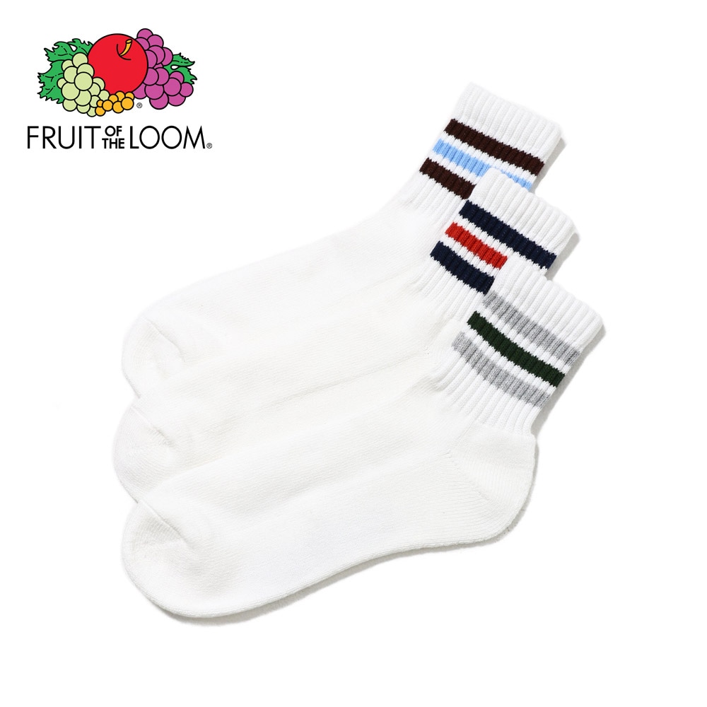 カラフルライン クォーター丈ソックス 3P D 25-27cm