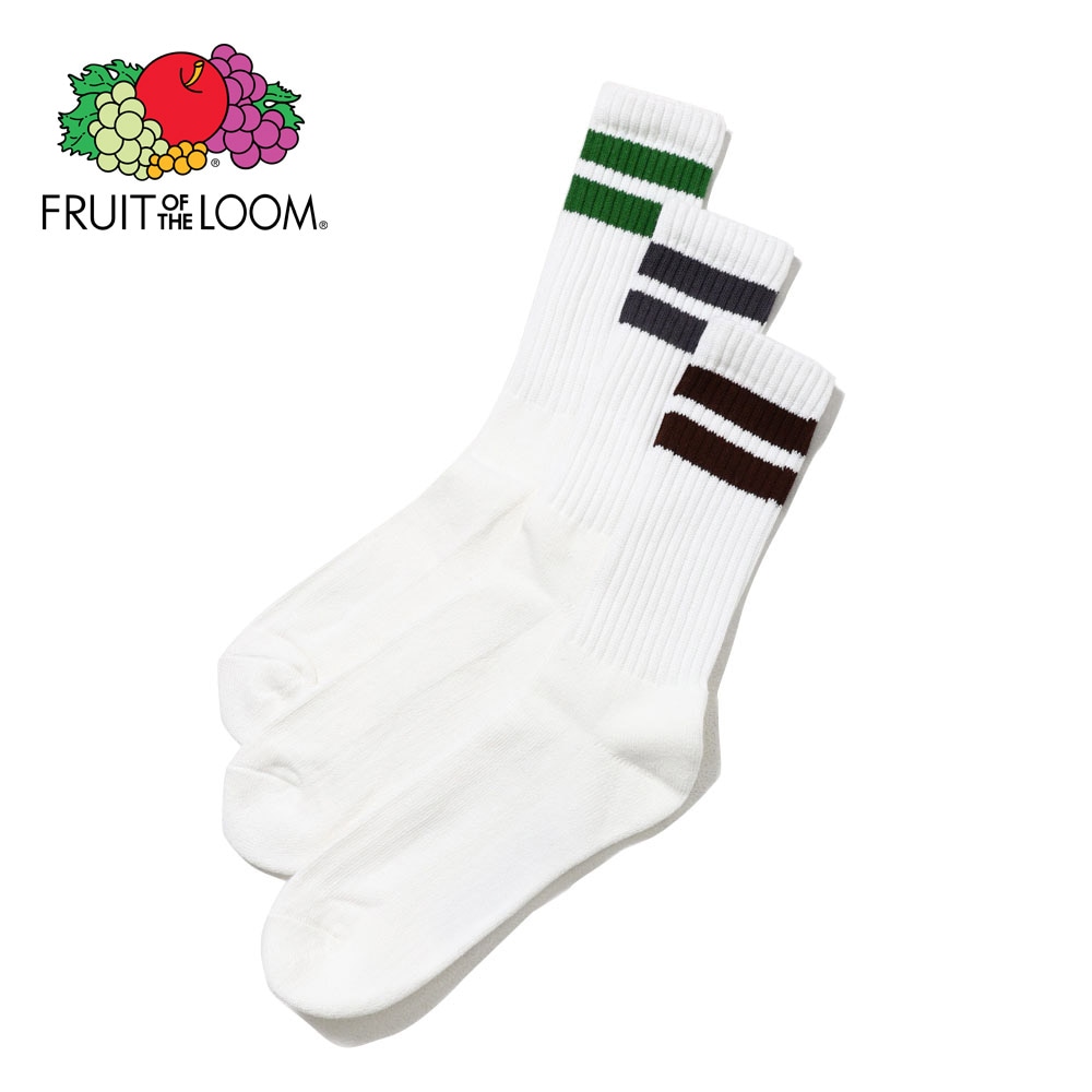 2ライン クルー丈ソックス 3P B 25-27cm