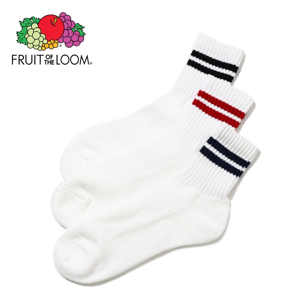 2ライン クォーター丈ソックス 3P A 25-27cm