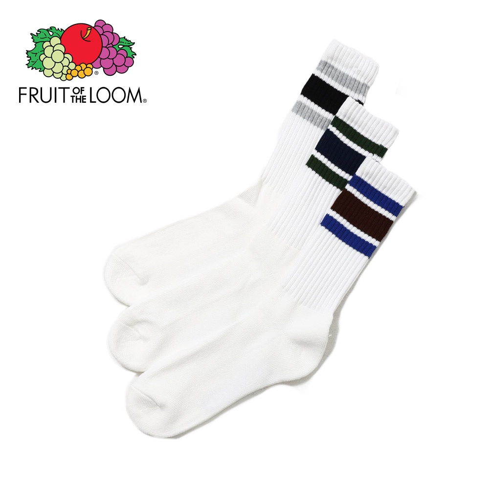 カラフルライン クルー丈ソックス 3P C 25-27cm