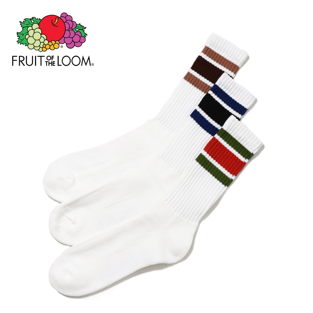 カラフルライン クルー丈ソックス 3P D 25-27cm