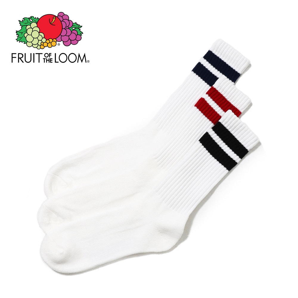 2ライン クルー丈ソックス 3P A 25-27cm