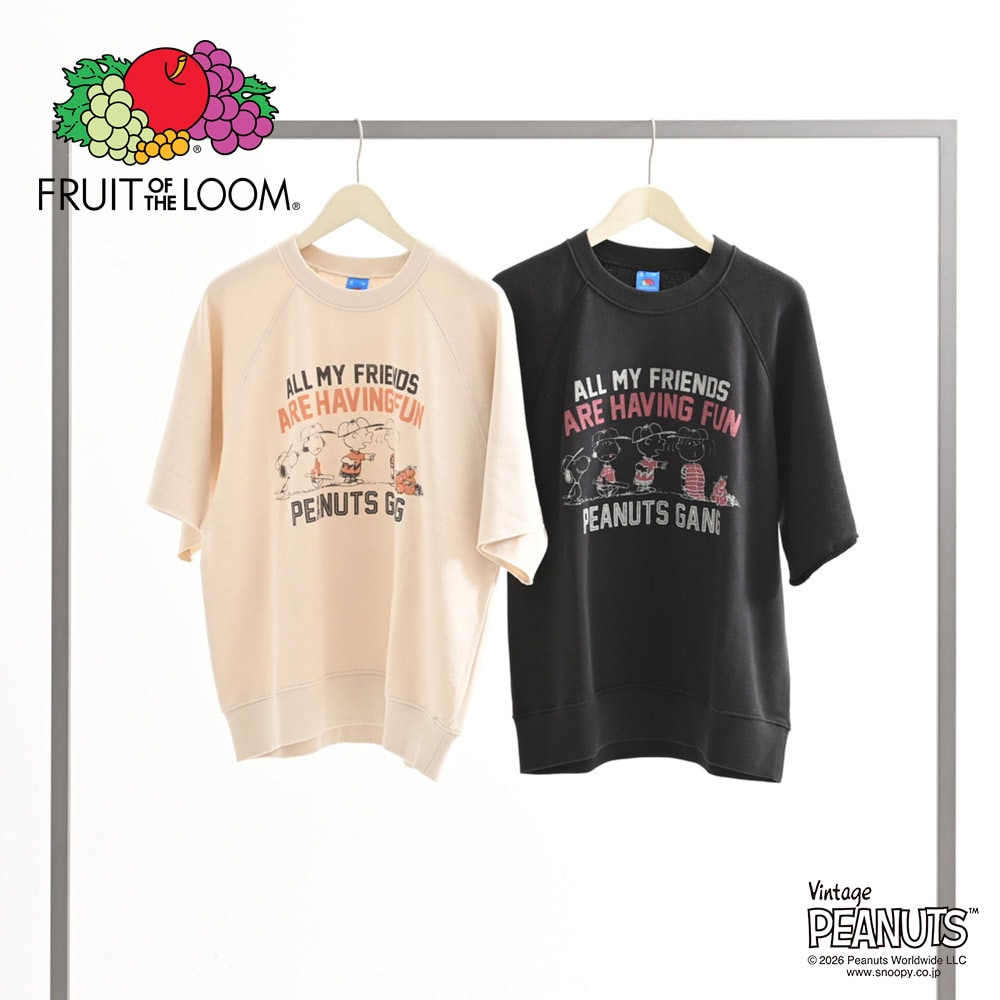 FTL×PEANUTS 甘編み裏毛 ハーフスリーブスウェット 1