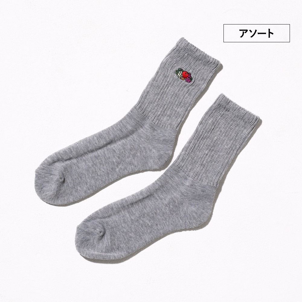 3P ゆるリッチェル編み 刺繍ソックス1 23~25cm