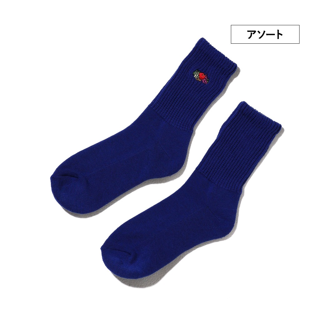 3P ゆるリッチェル編み 刺繍ソックス1 23~25cm