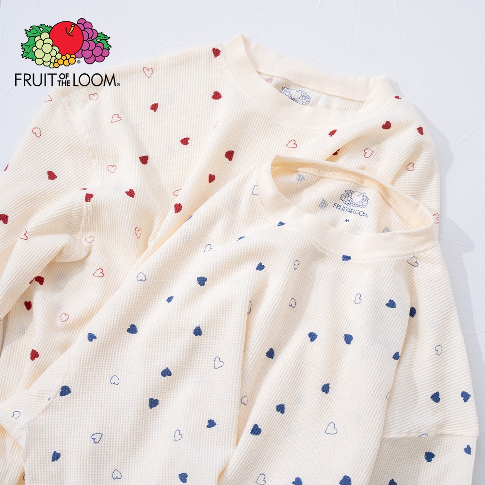 FTL ハート柄2 ワッフルルームウェア 長袖上下セット | FRUIT OF THE