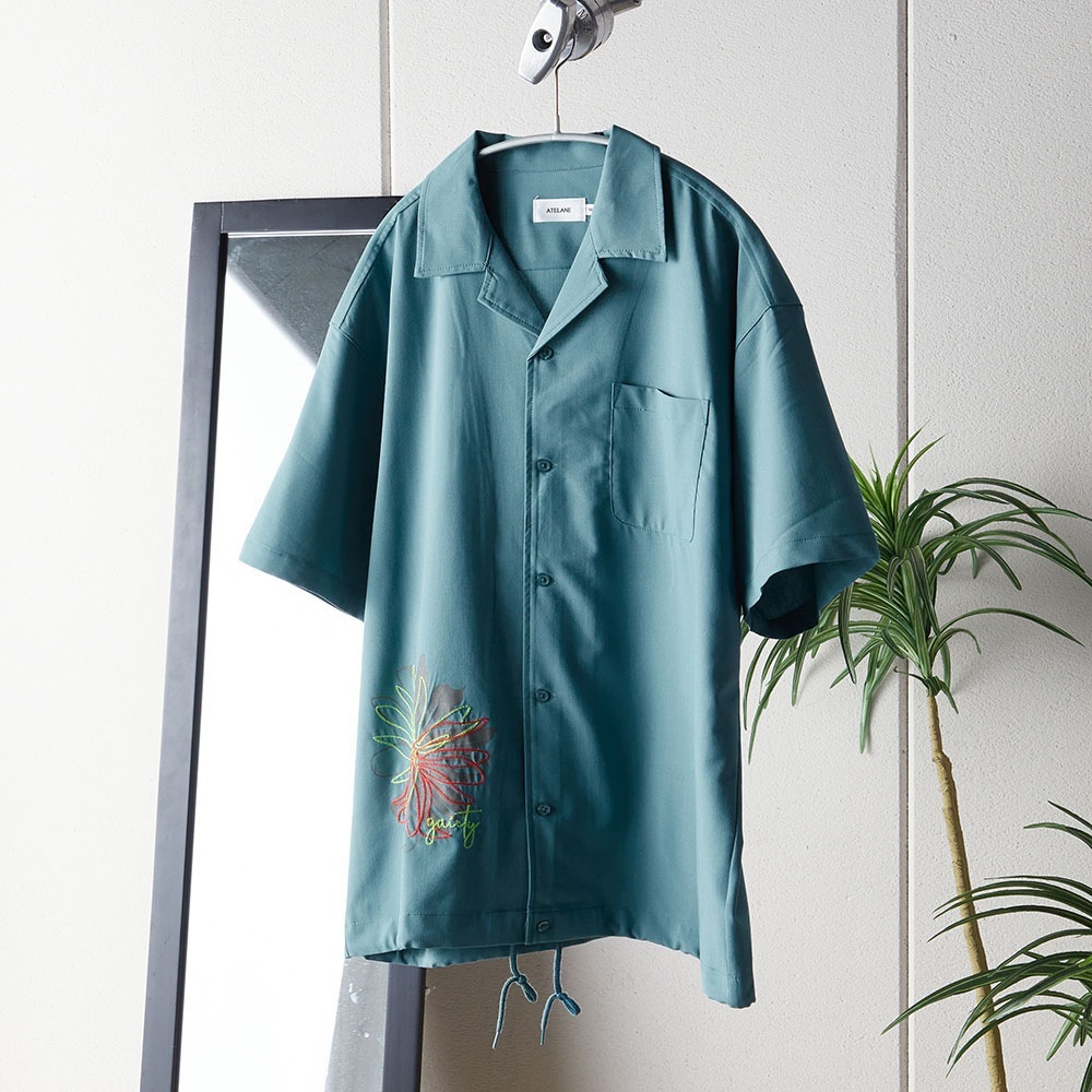 ポリレーヨンフラワーオープンS/Sシャツ