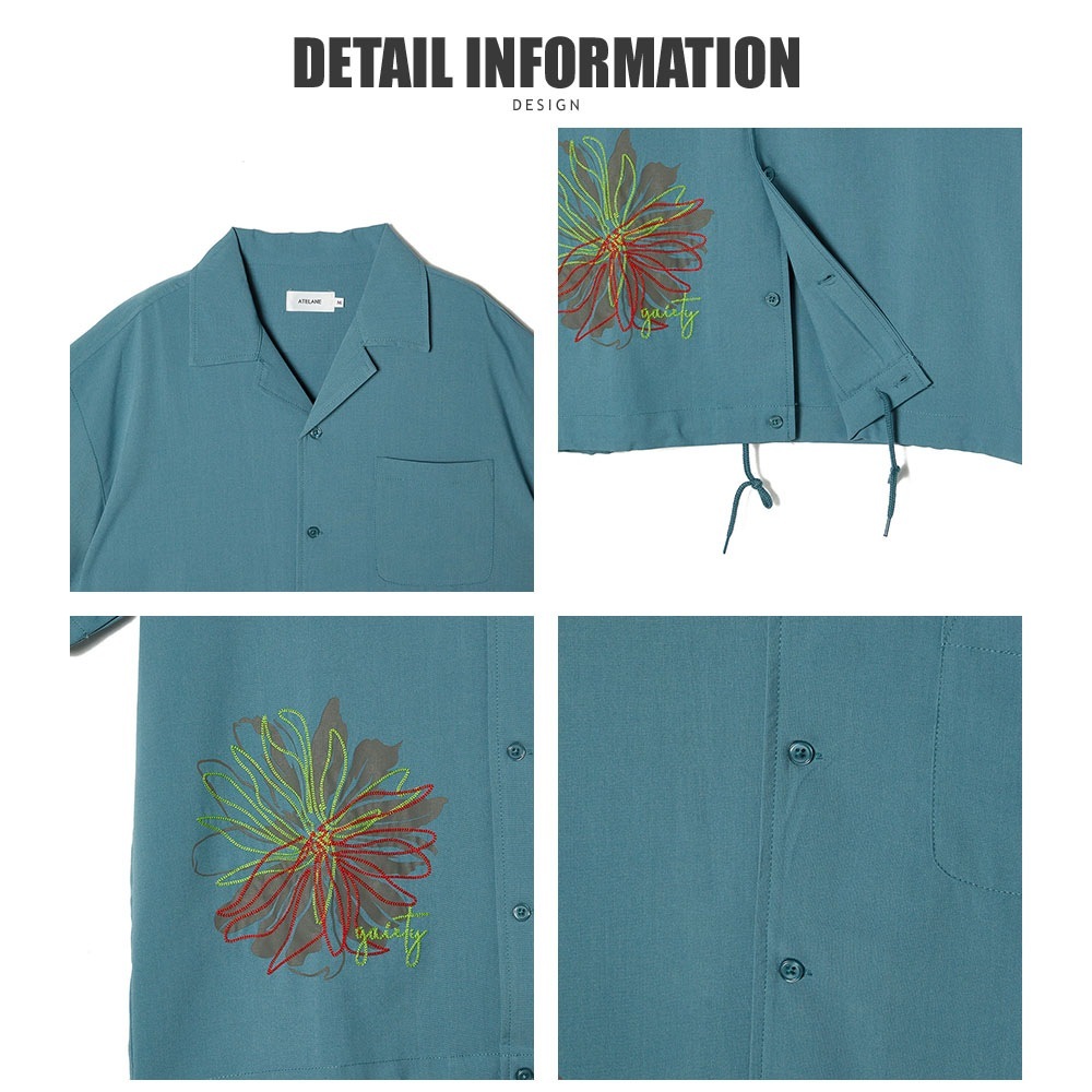 ポリレーヨンフラワーオープンS/Sシャツ