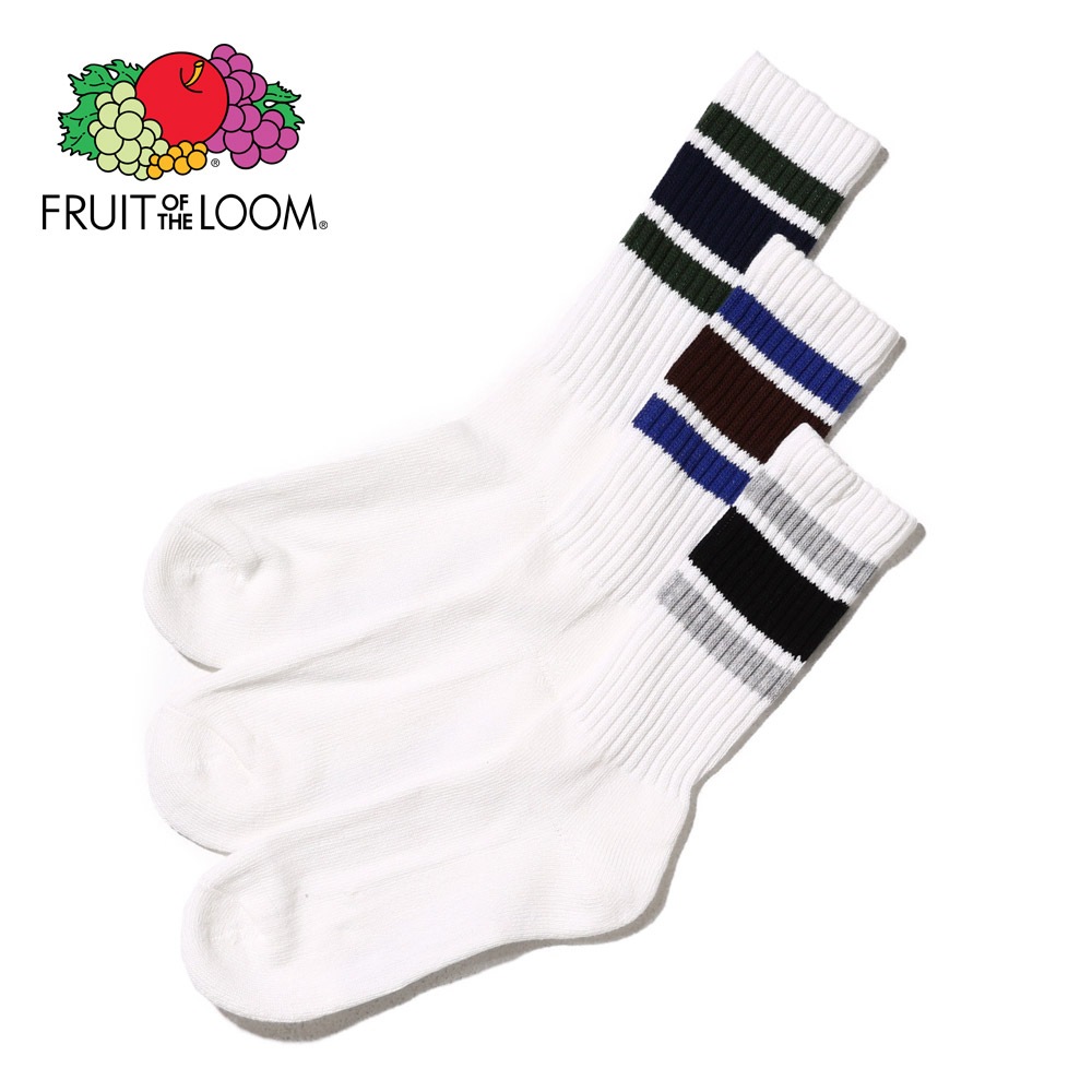 カラフルライン クルー丈ソックス 3P C 23~25cm