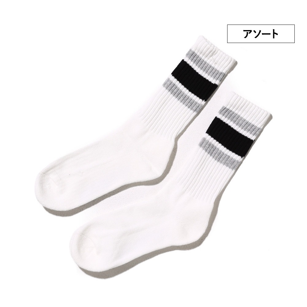 カラフルライン クルー丈ソックス 3P C 23~25cm