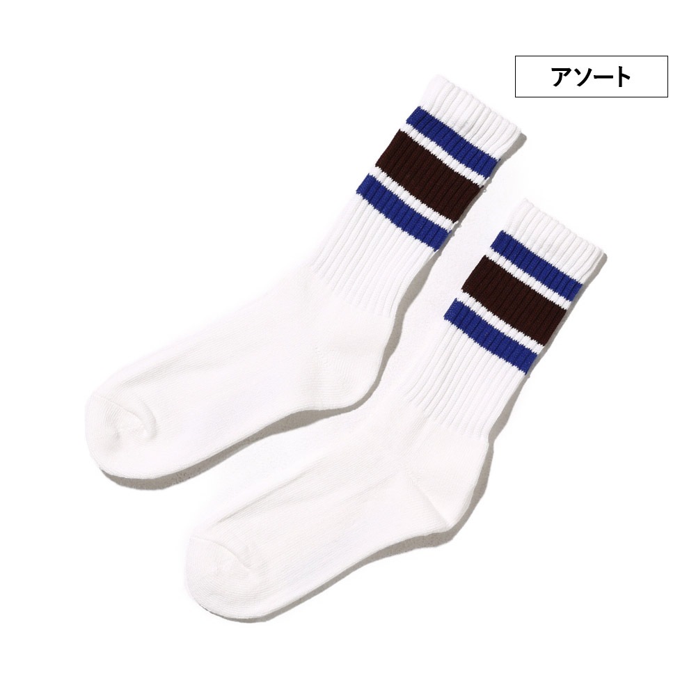 カラフルライン クルー丈ソックス 3P C 23~25cm