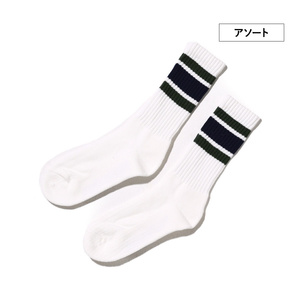 カラフルライン クルー丈ソックス 3P C 23~25cm