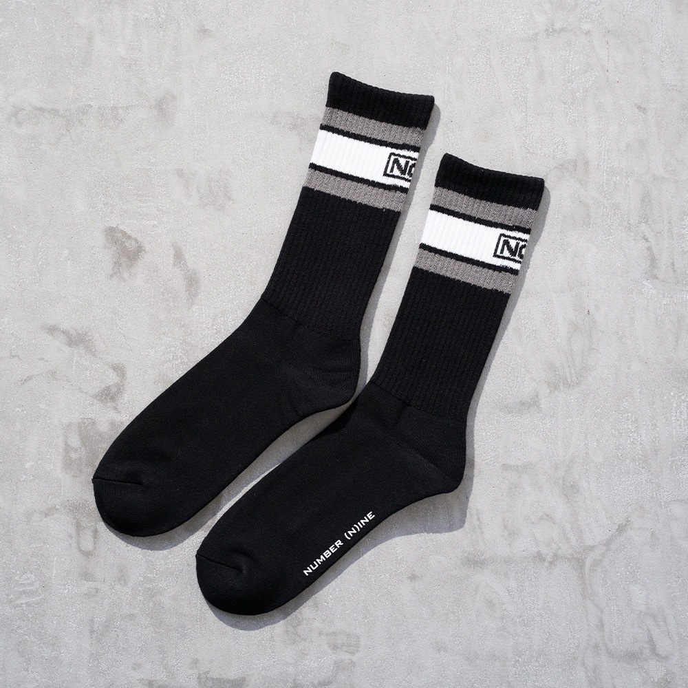 100% FINE COTTON N(N) BOX LOGO 2 PACK RIB LINE SOCKS