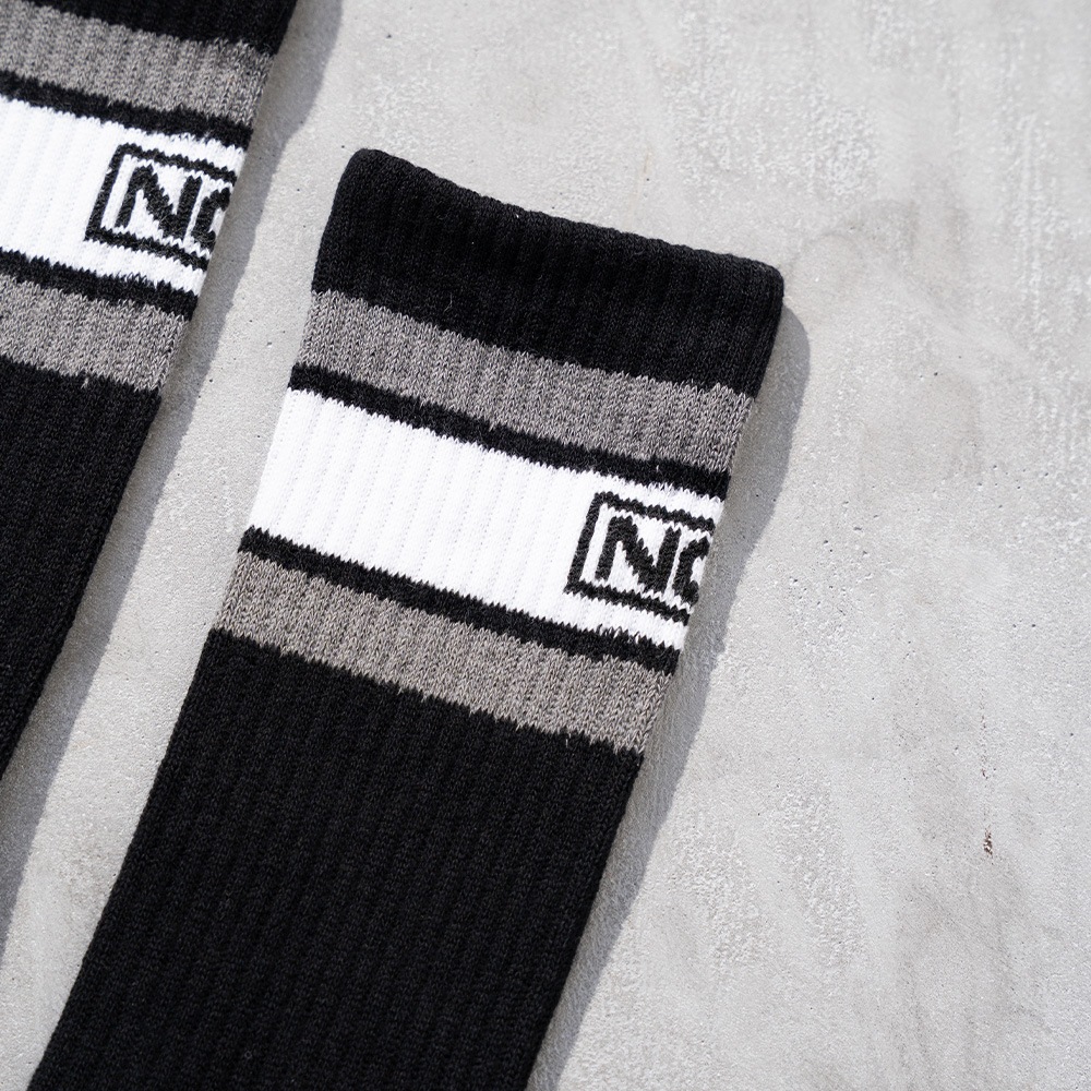 100% FINE COTTON N(N) BOX LOGO 2 PACK RIB LINE SOCKS