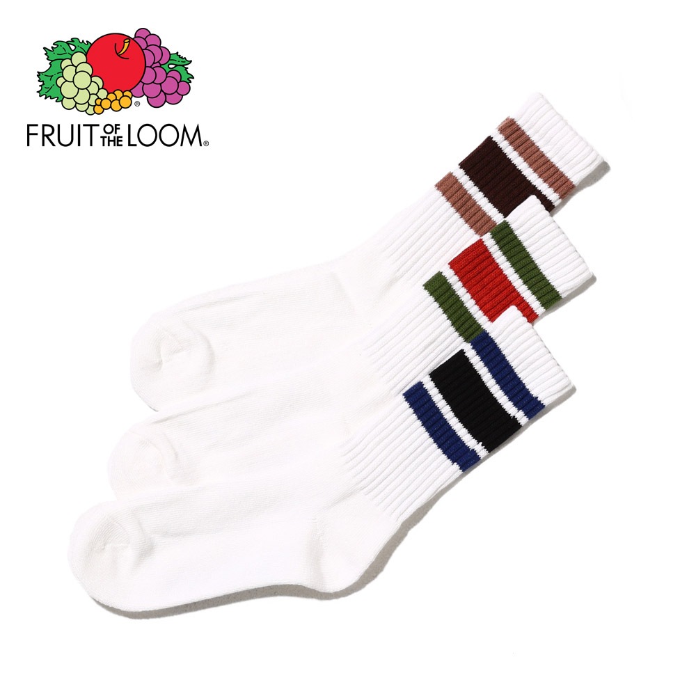 カラフルライン クルー丈ソックス 3P D 23~25cm