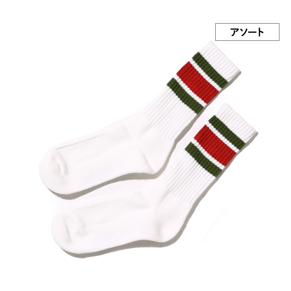 カラフルライン クルー丈ソックス 3P D 23~25cm