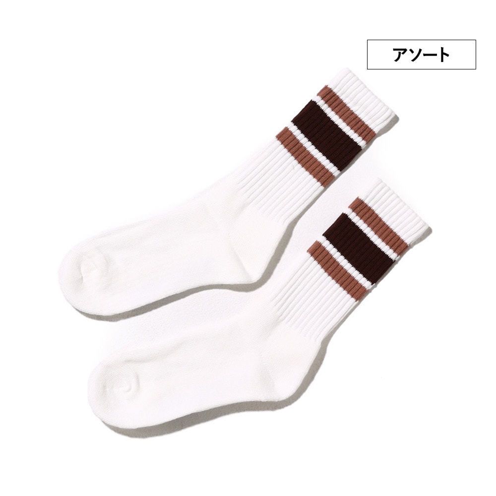 カラフルライン クルー丈ソックス 3P D 23~25cm