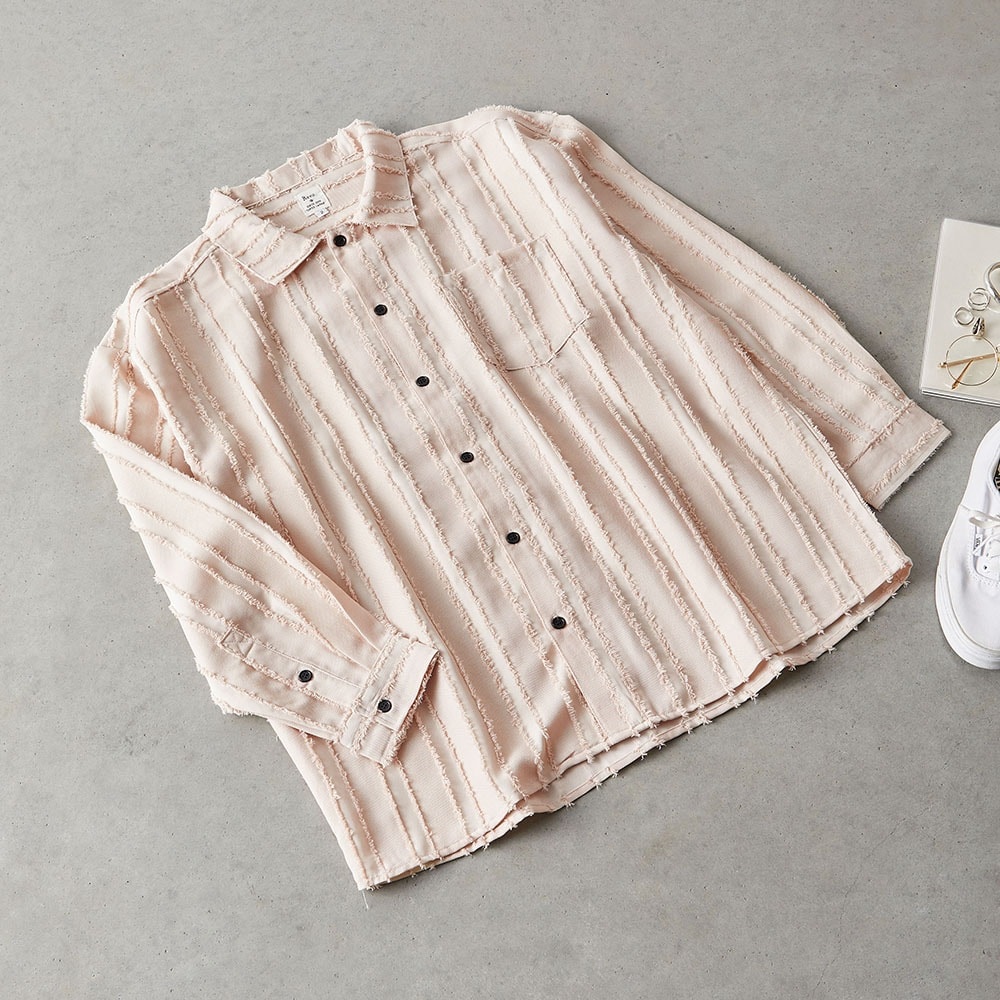 フリンジストライプ LS シャツ