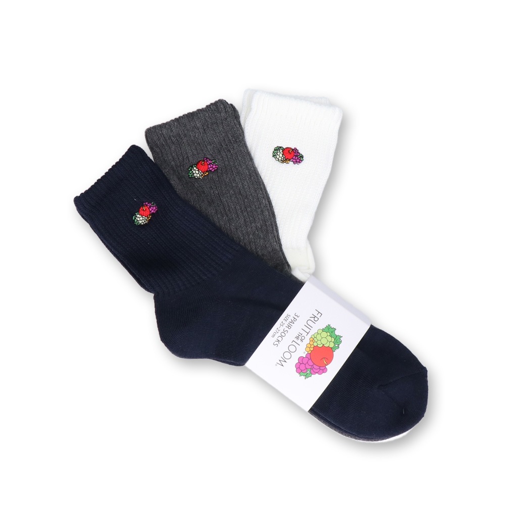クォーター丈 3Pセット リッチェル編み刺繍ソックス A 25~27cm